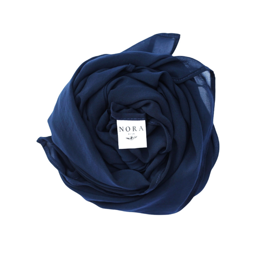 Navy Blue Georgette Hijab - Large/Regular/Small Sizes